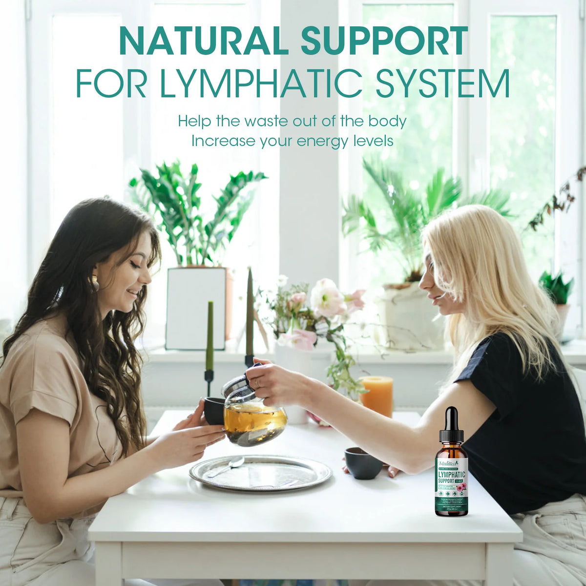 60ml Lymphatic Support Drops 11 in 1 Echinacea Extract Natural Herbs Supplement for Improves Fluid Circulation Enhances Immunity