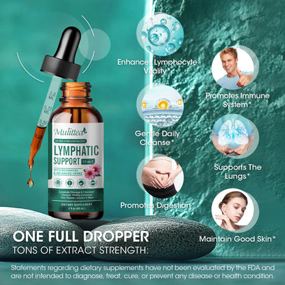 60ml Lymphatic Support Drops 11 in 1 Echinacea Extract Natural Herbs Supplement for Improves Fluid Circulation Enhances Immunity